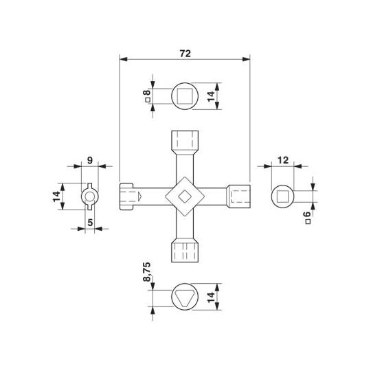 PHOENIX 1203149 - Clé universelle pour armoire électrique SCREWFOX - 4  fermetures (USS 4)