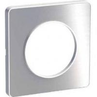Plaque Odace Touch - Aluminium brossé liseré blanc - 1 poste